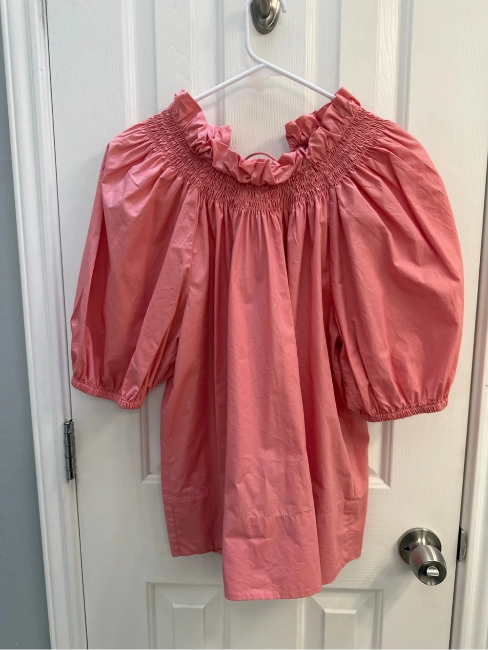 Pink Ruffled Smocked Neck Tunic